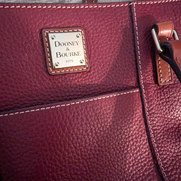 Dooney & Bourke Burgundy Leather Tote Bag - Picture 7 of 9